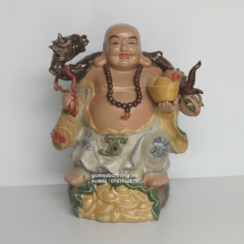 Phật Di Lặc bằng sứ ngồi trên vàng cao cấp sang trọng 
