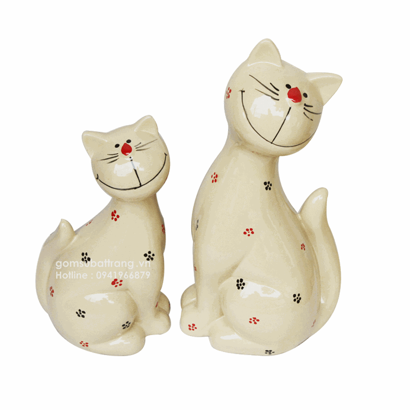 Bộ tượng mèo bằng gốm sứ ngộ nghĩnh số 1