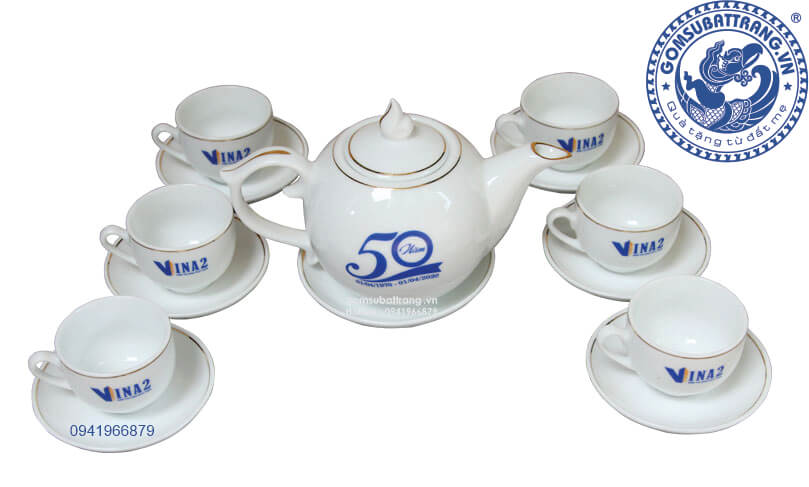 Bộ ấm chén trà làm quà tặng cao cấp, vẽ vàng 24k