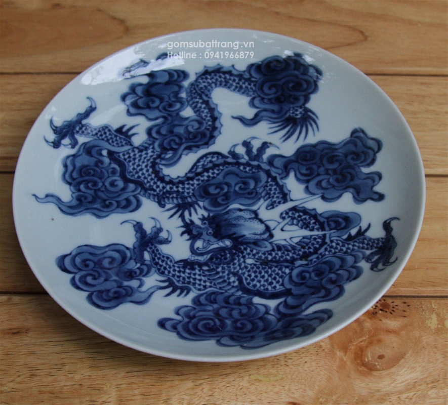 Phục chế đĩa sứ cổ Trung Quốc vẽ Rồng vờn mây 1