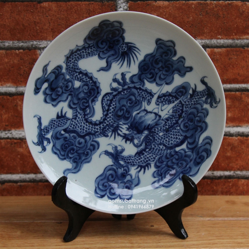 Phục chế đĩa sứ cổ Trung Quốc vẽ Rồng vờn mây 2