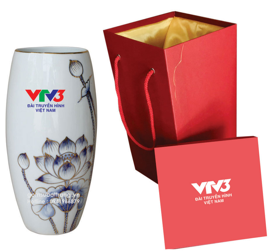 Mua bình hoa gốm Bát Tràng, in logo , hộp quà tặng đẹp cao cấp