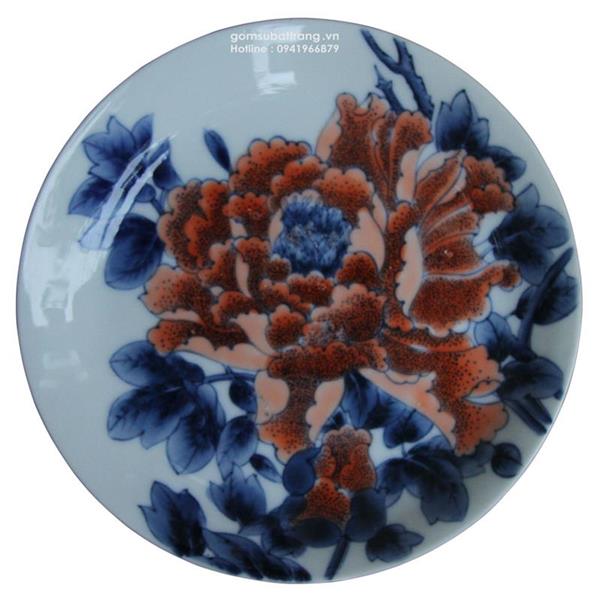 Bộ đĩa gốm sứ cao cấp pr-dhs5 vẽ hoa phù dung đẹp vạn người mê