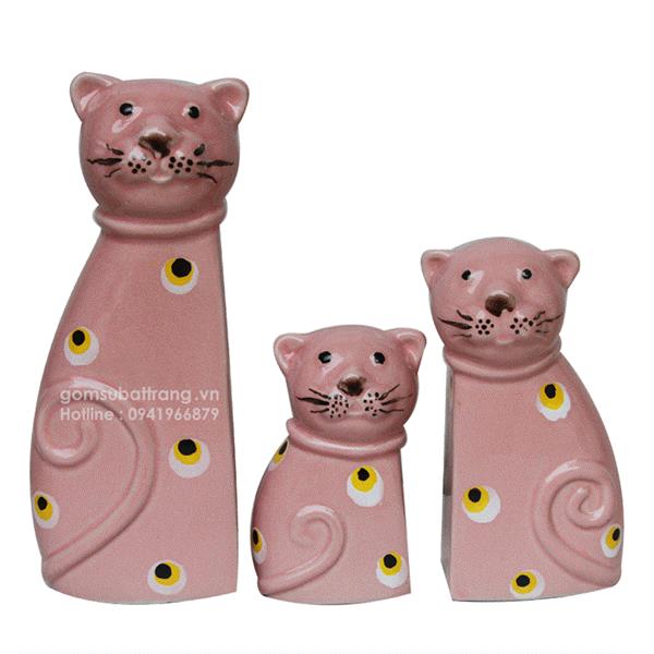Bộ tượng ba chú mèo bằng gốm sứ ngộ nghĩnh số 2