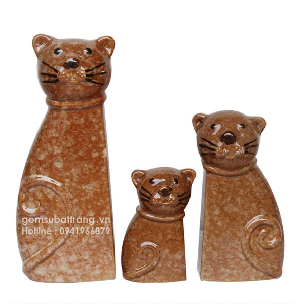 Bộ tượng ba chú mèo bằng gốm sứ ngộ nghĩnh số 3