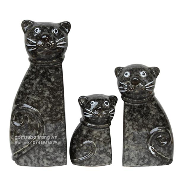 Bộ tượng ba chú mèo bằng gốm sứ ngộ nghĩnh số 4