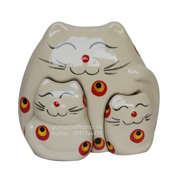 Bộ tượng ba chú mèo bằng gốm sứ ngộ nghĩnh số 7