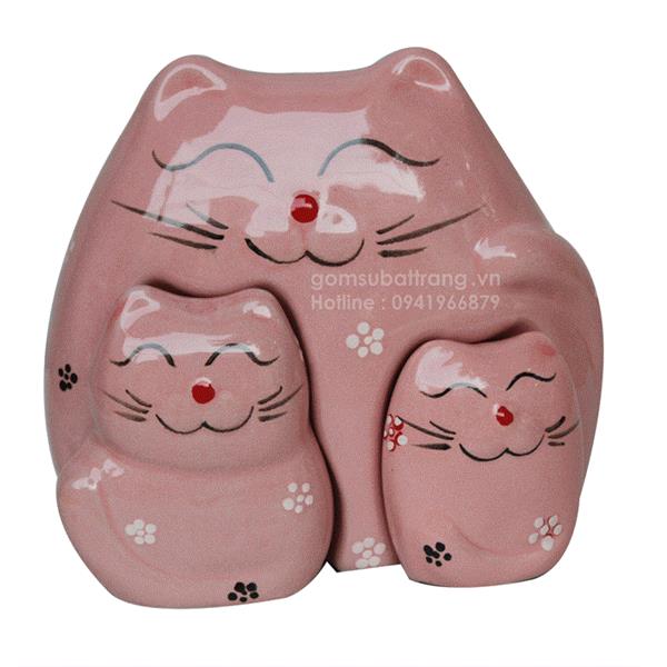 Bộ tượng ba chú mèo bằng gốm sứ ngộ nghĩnh số 8