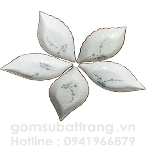 Bộ bát đĩa kiểu Hàn Quốc vẽ hoa đào - dùng cho lò vi sóng