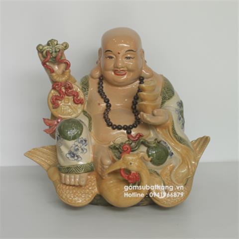 Tượng Phật Di Lặc bằng gốm sứ cưỡi chim Hạc
